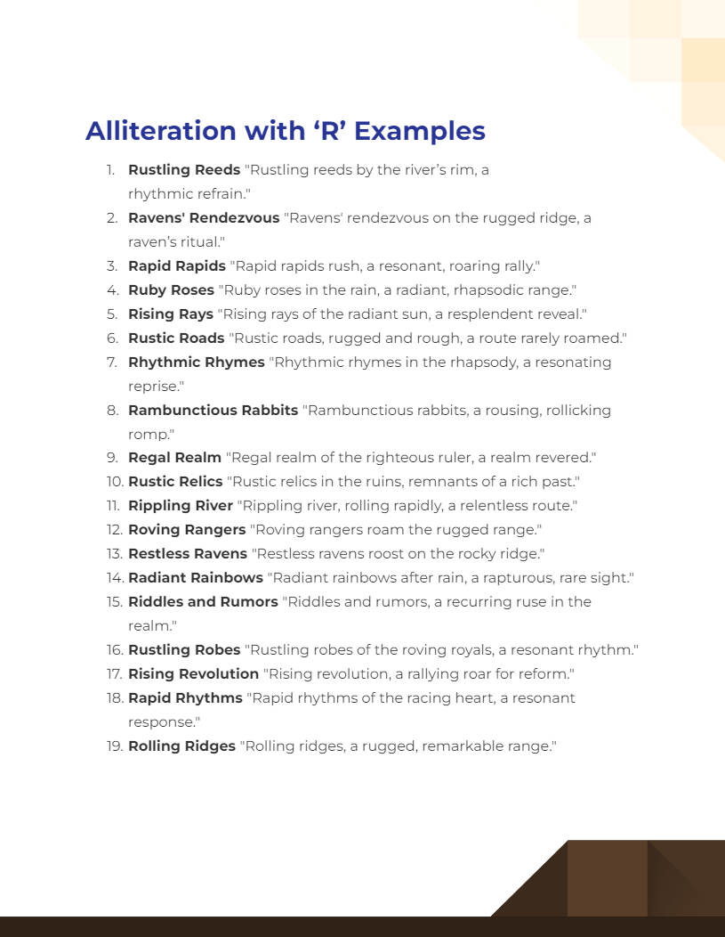 alliteration with r examples
