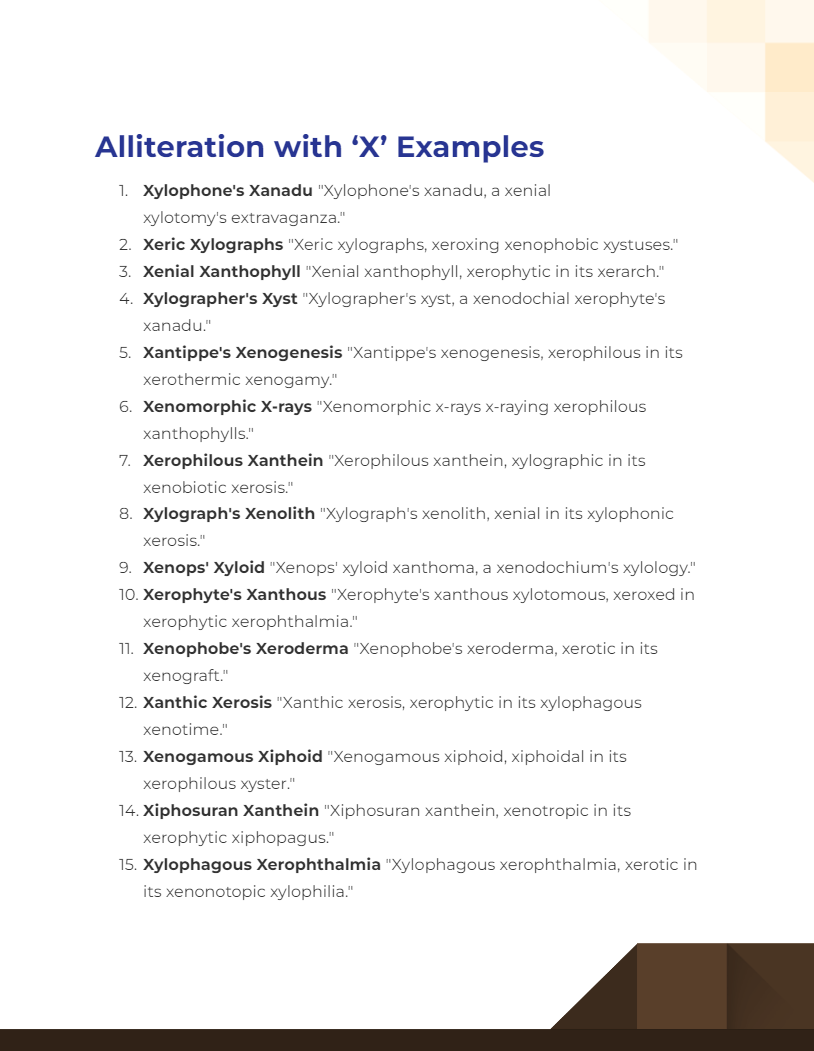 alliteration with x examples