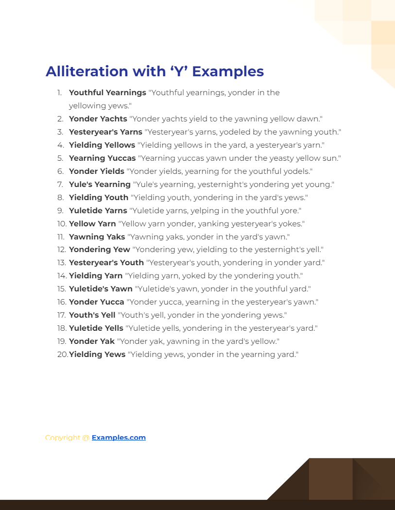 alliteration with y examples