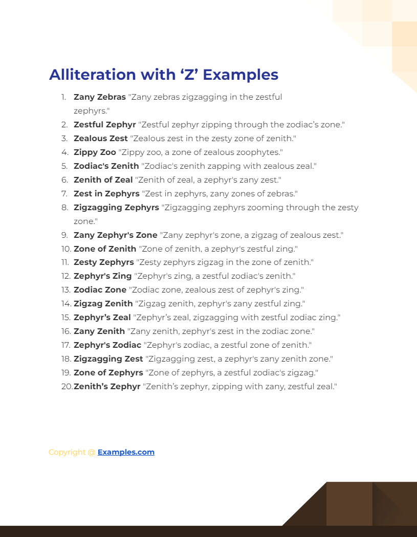 alliteration with z examples