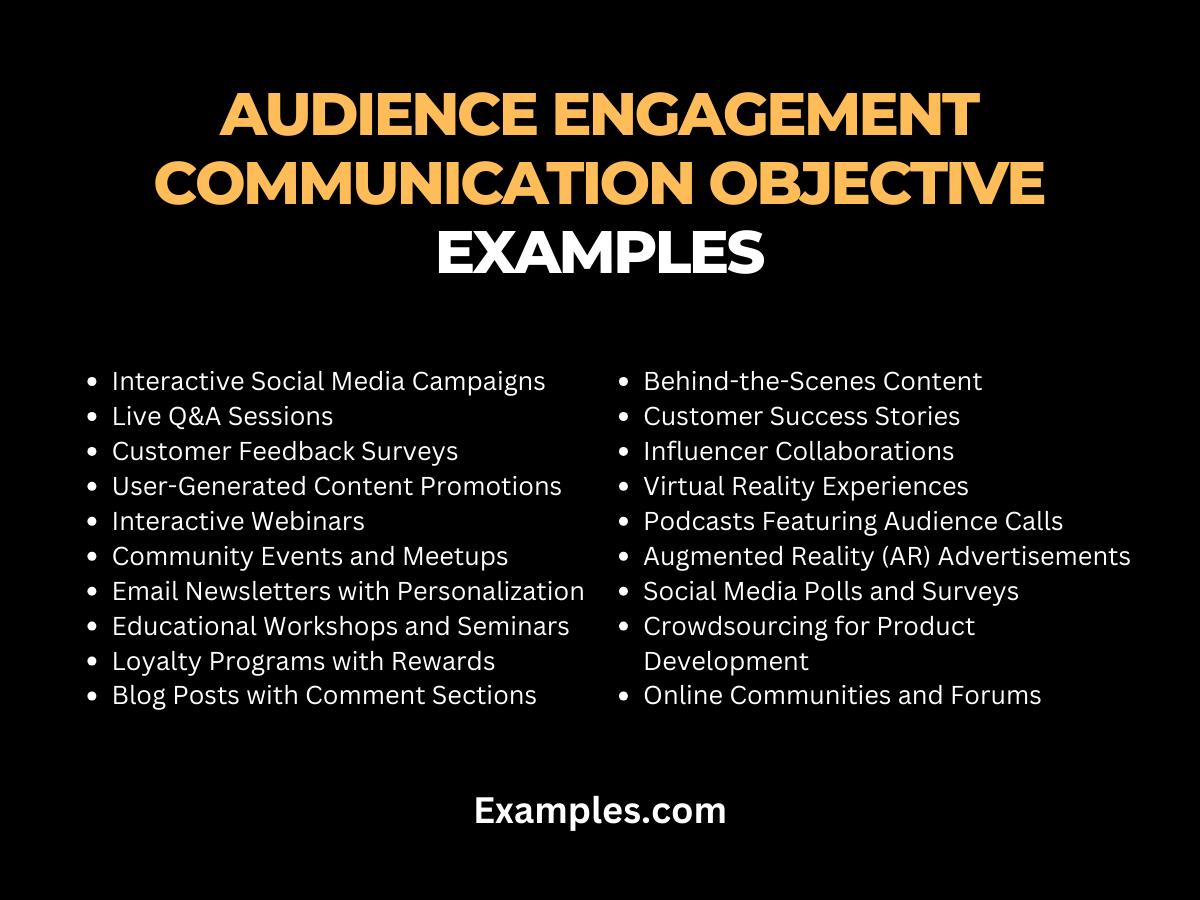 audience engagement communication objective examples