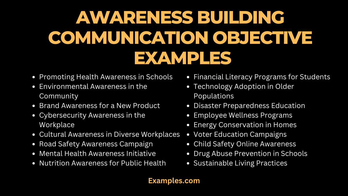 awareness building communication objective examples