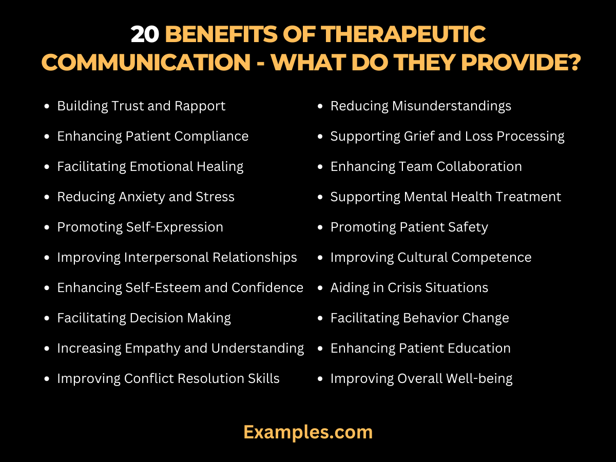 benefits of therapeutic communication what do they provide