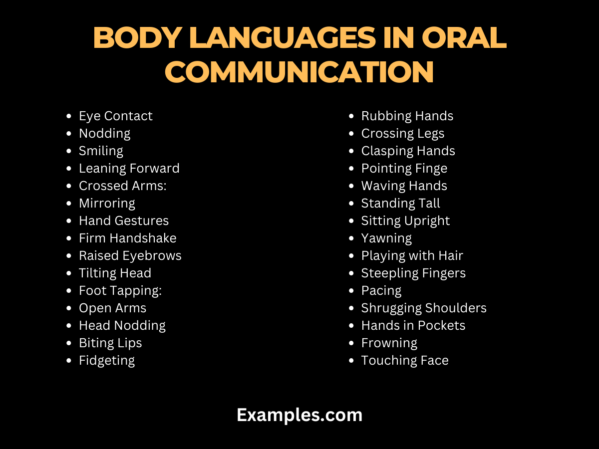 body languages in oral communication