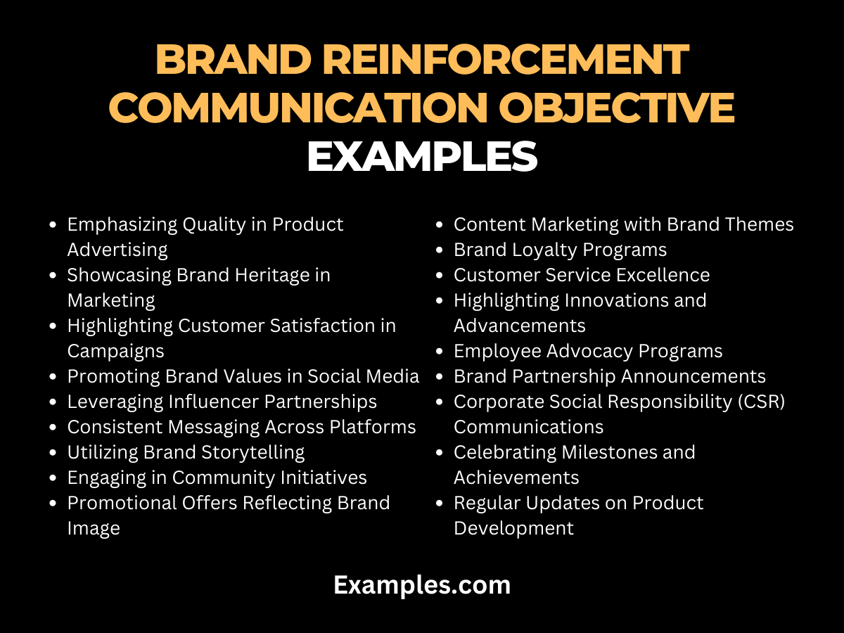 brand reinforcement communication objective examples