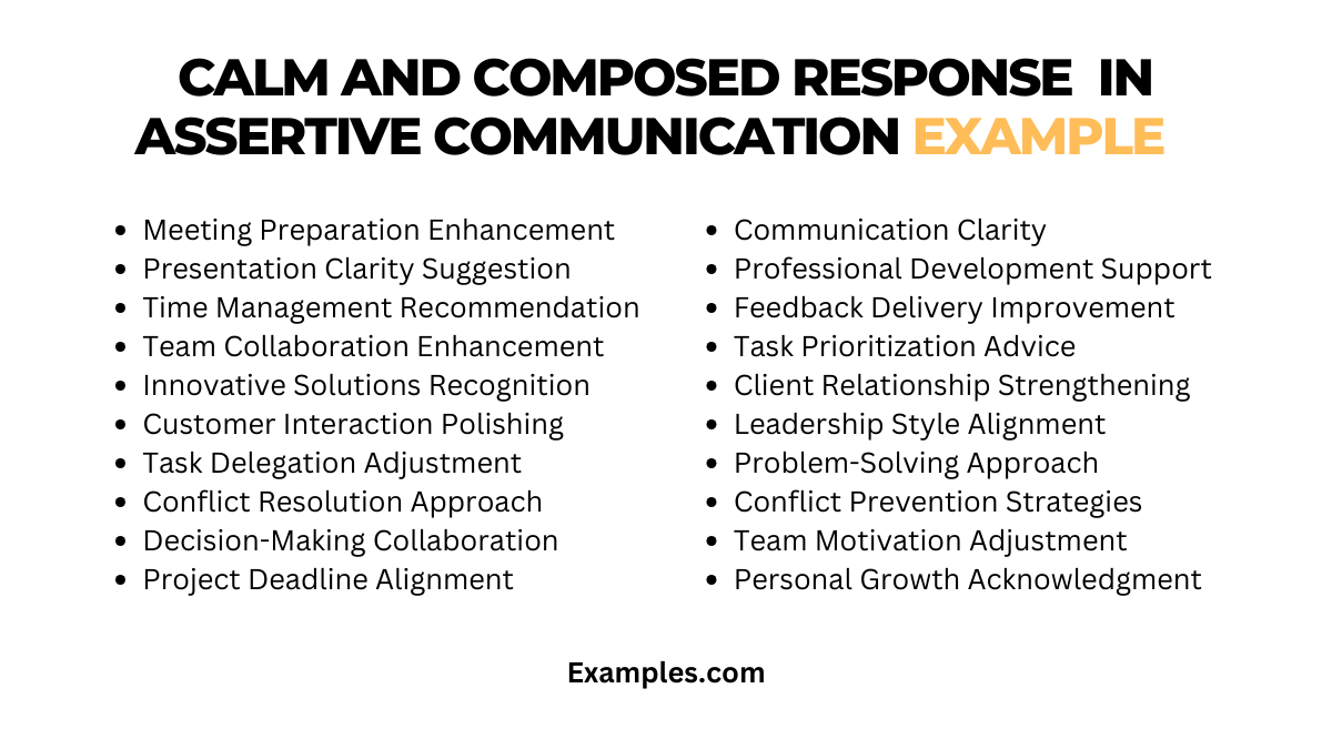 calm and composed response in assertive communication example