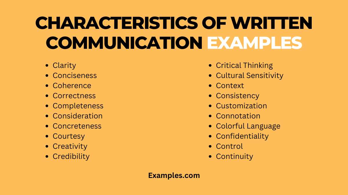characteristics of written communicationexamples