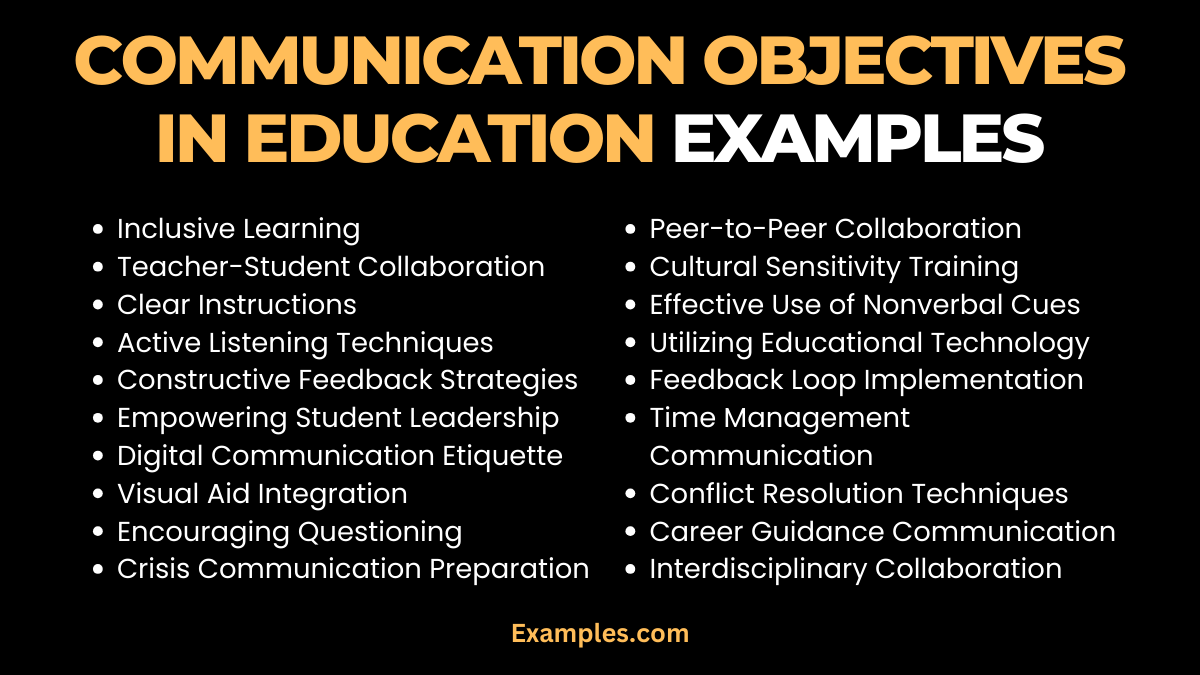 communication objectives in education examples