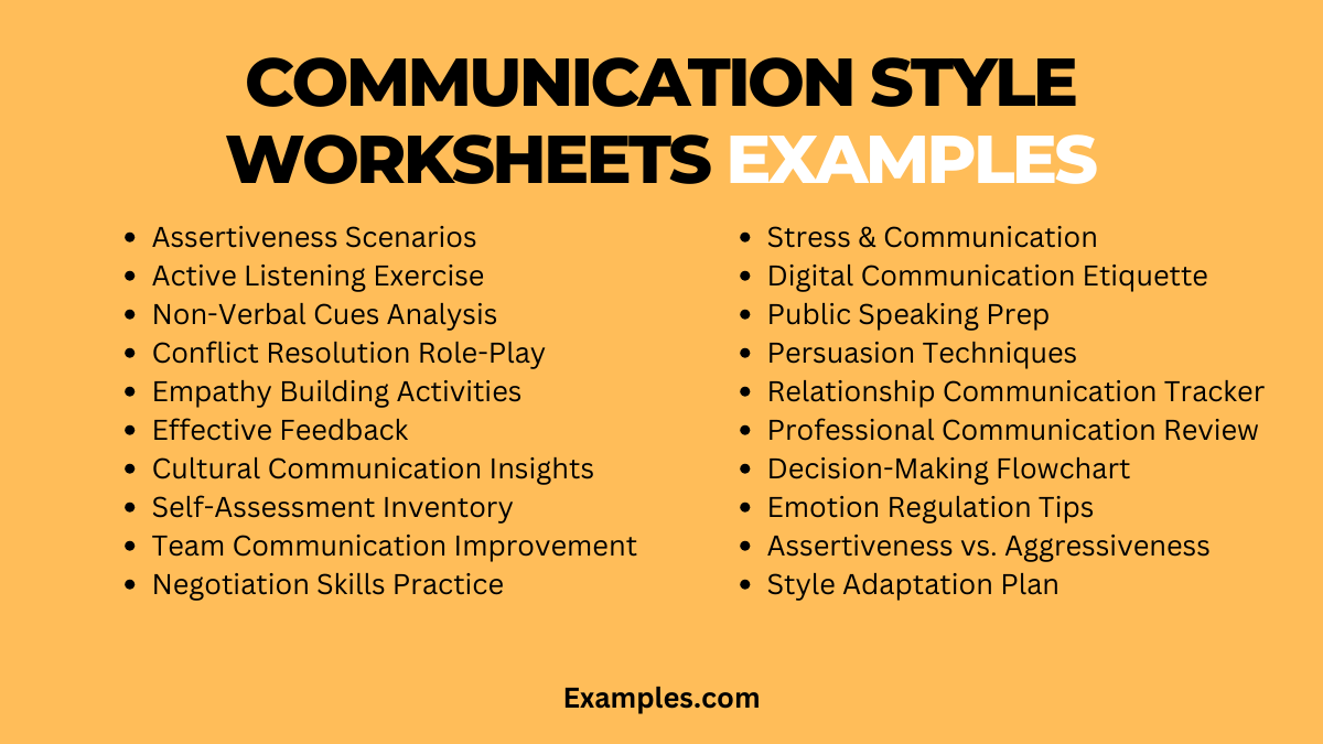 communication style worksheets examples
