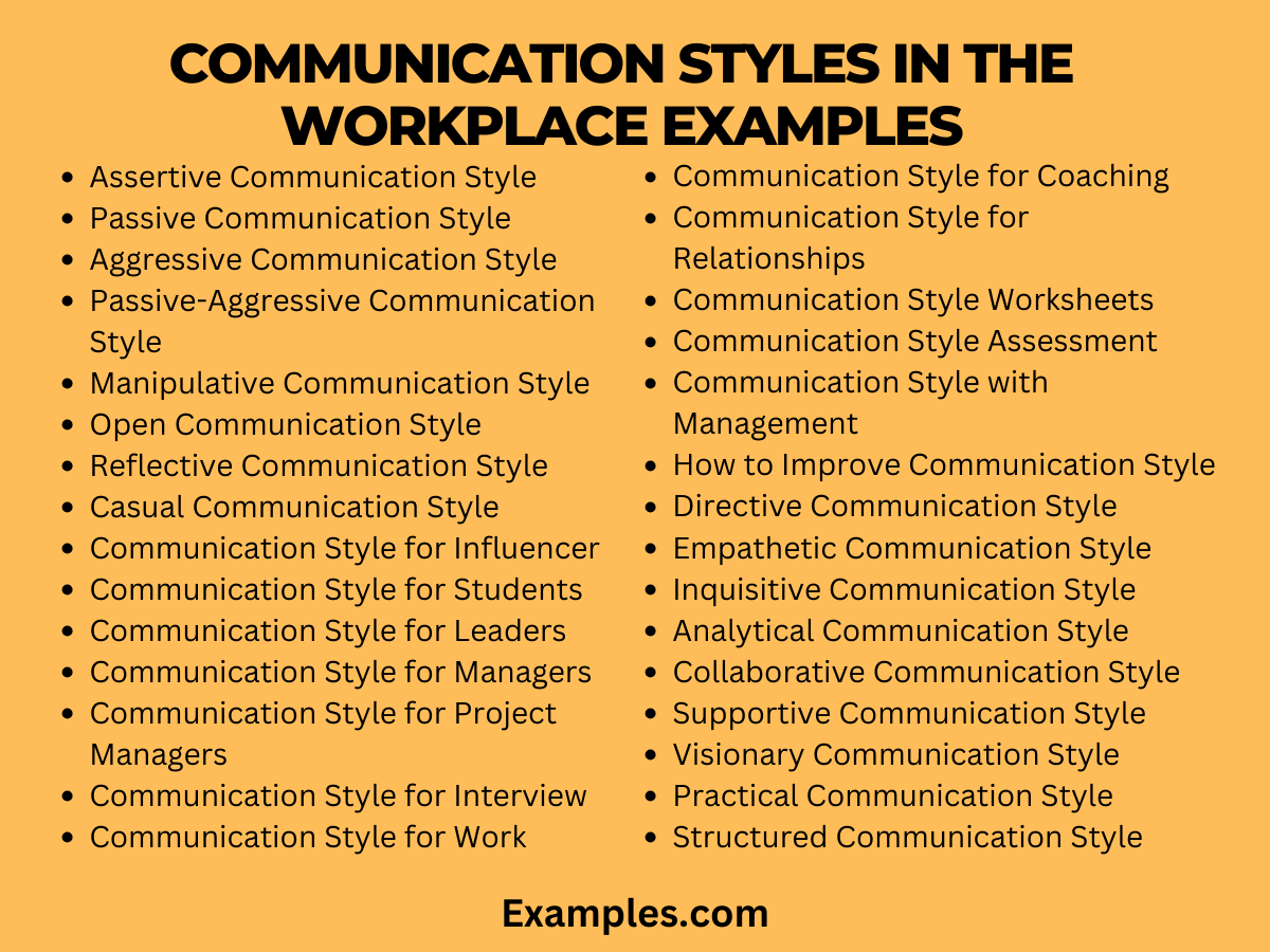 communication styles in the workplace examples