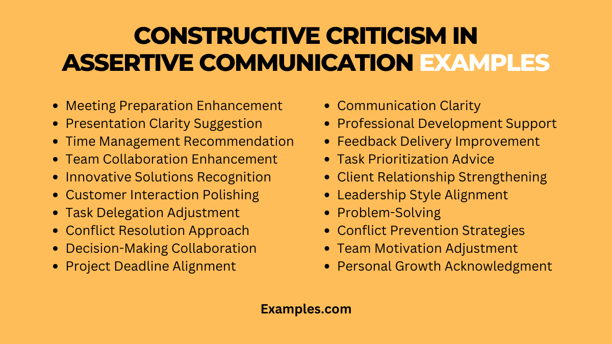 constructive criticism in assertive communication examples
