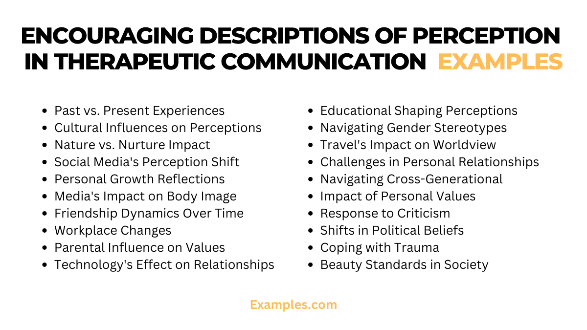 encouraging descriptions of perception in therapeutic communication examples