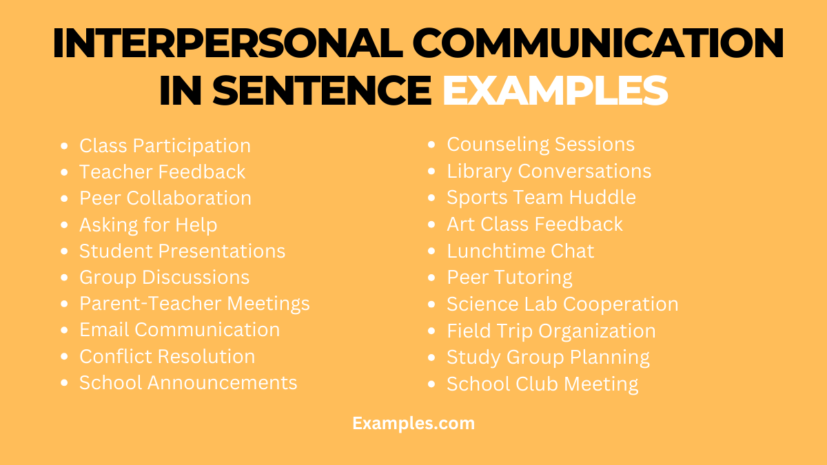 examples interpersonal communication in a sentence