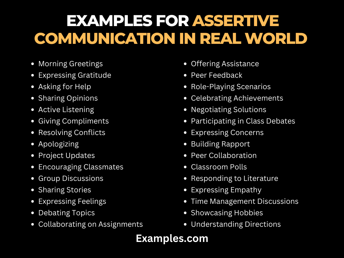 examples for assertive communication in real world