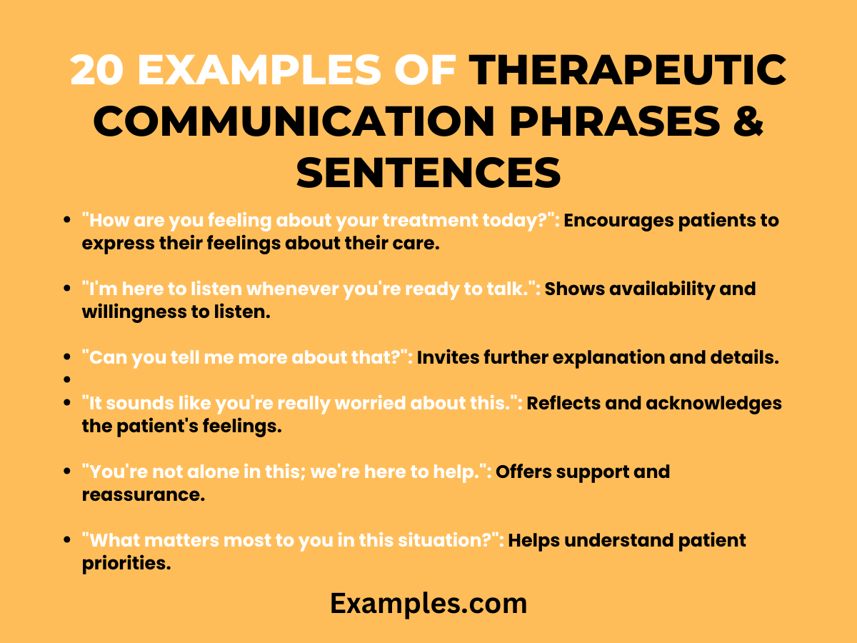 Therapeutic Communication Phrases & Sentences 19+ Examples
