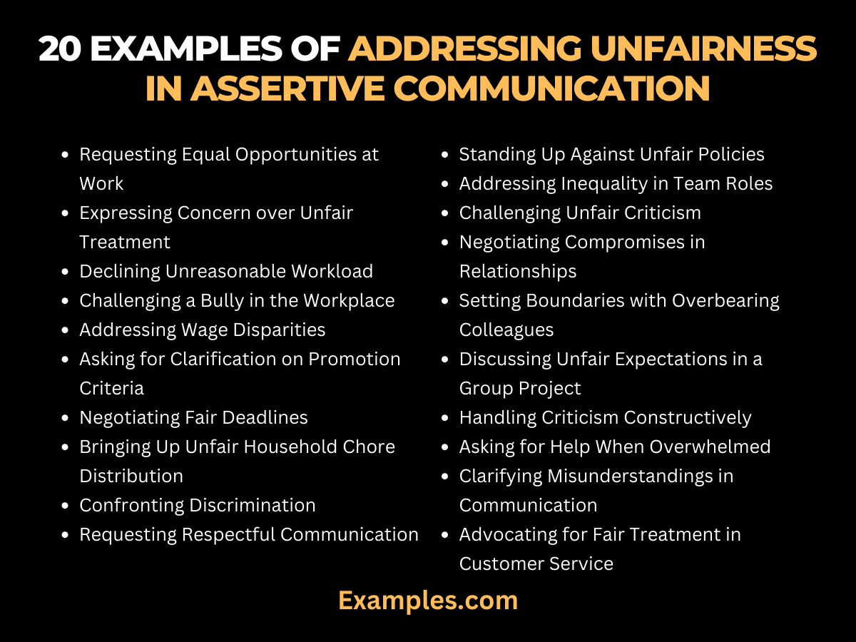 examples of addressing unfairness in assertive communication