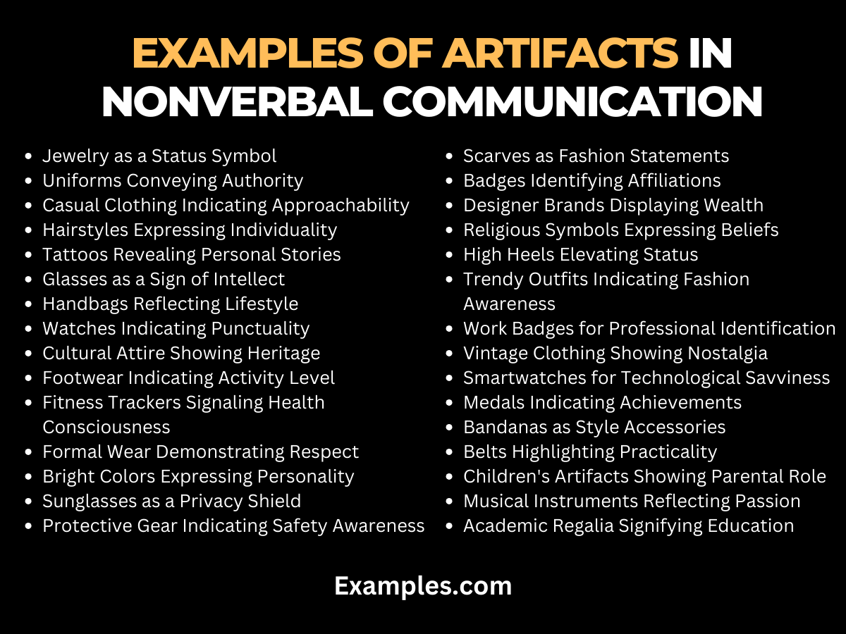 examples of artifacts in nonverbal communication