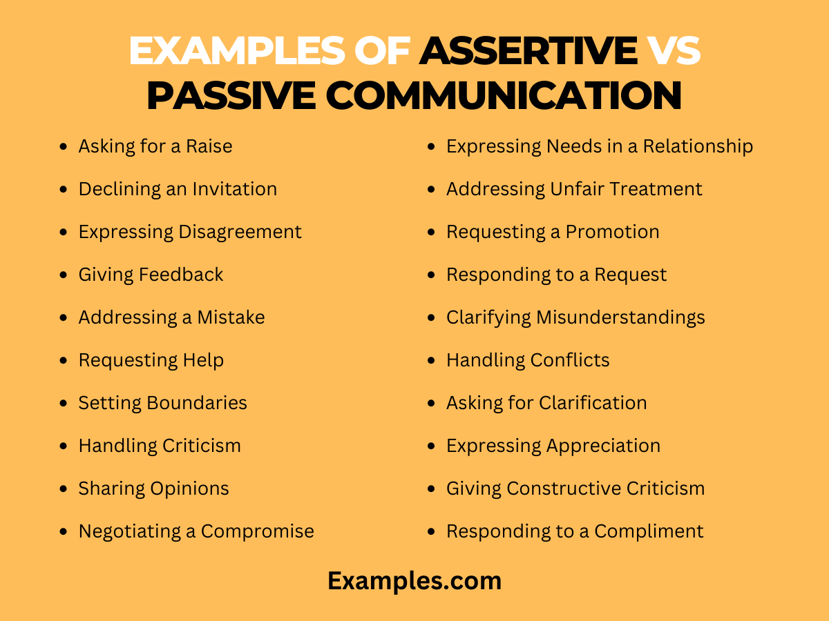 examples of assertive vs passive communication
