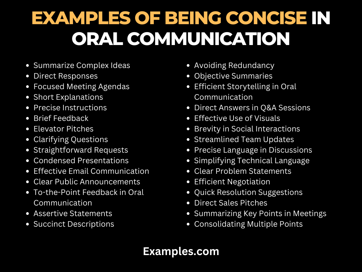 examples of being concise in oral communication