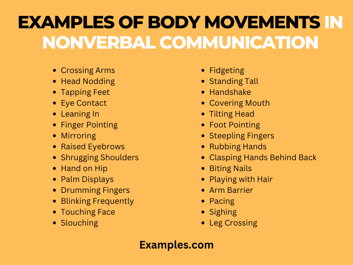 examples of body movements in nonverbal communication