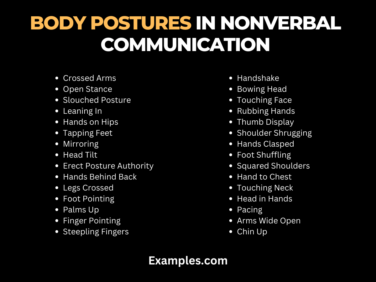 examples of body postures in nonverbal communication