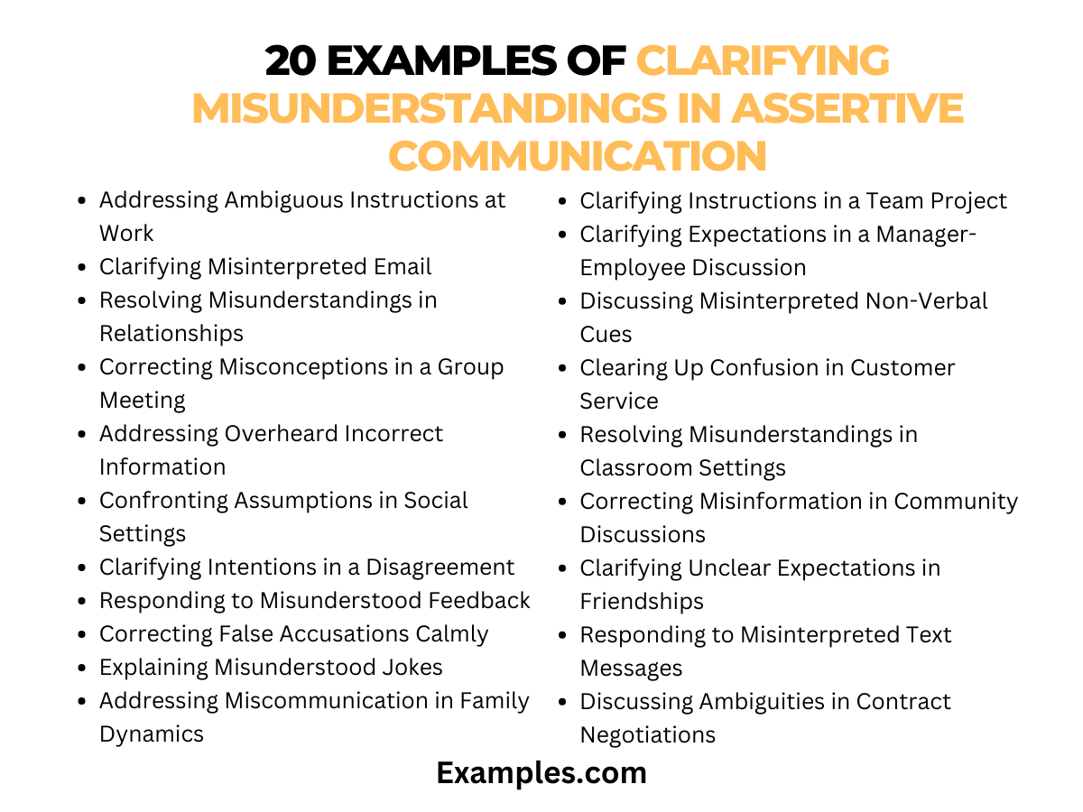 Examples of Clarifying Misunderstandings in Assertive Communication