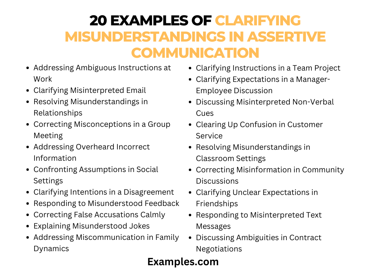 Clarifying Misunderstandings in Assertive Communication - 19+ Examples