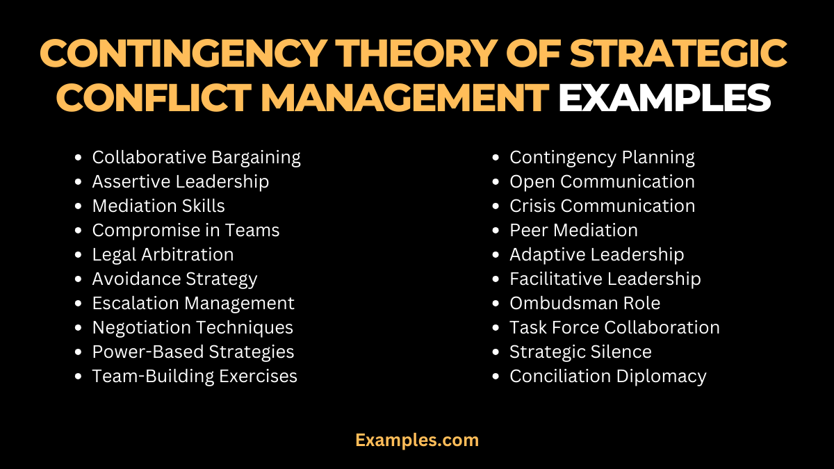 examples of contingency theory of strategic conflict management