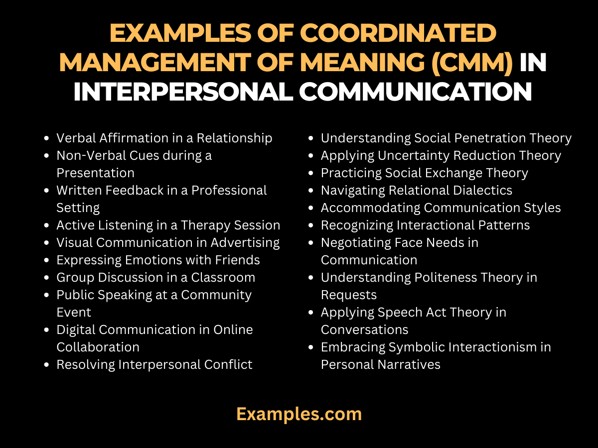 Examples of Coordinated Management of Meaning (CMM) in Interpersonal Communication