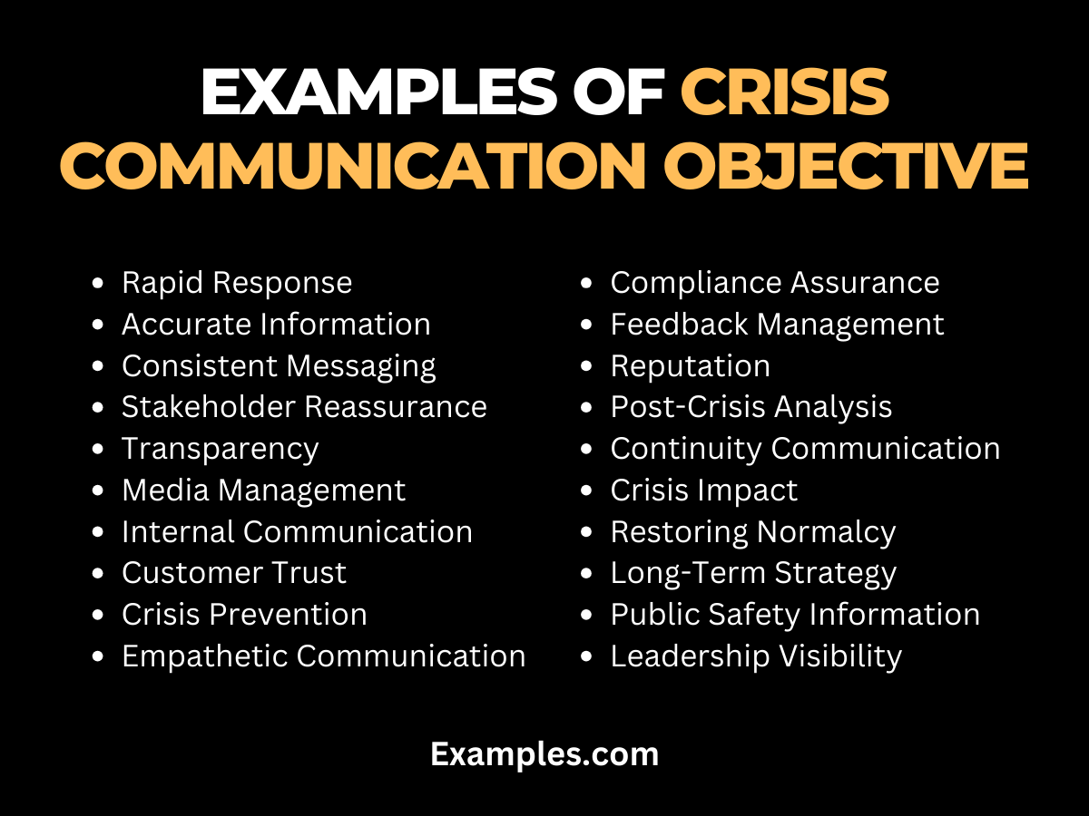 Examples of Crisis Communication Objective