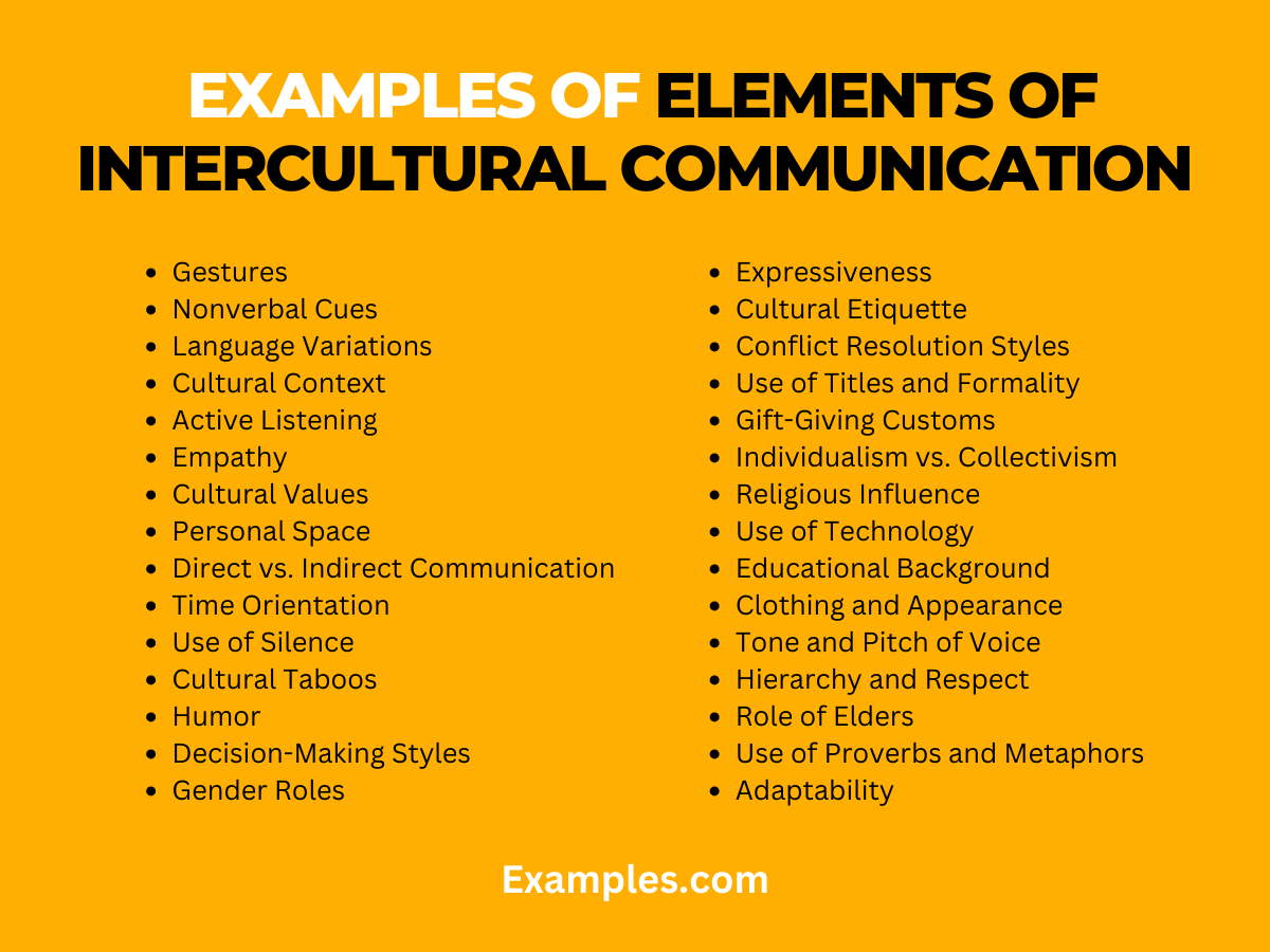 examples of elements of intercultural communication