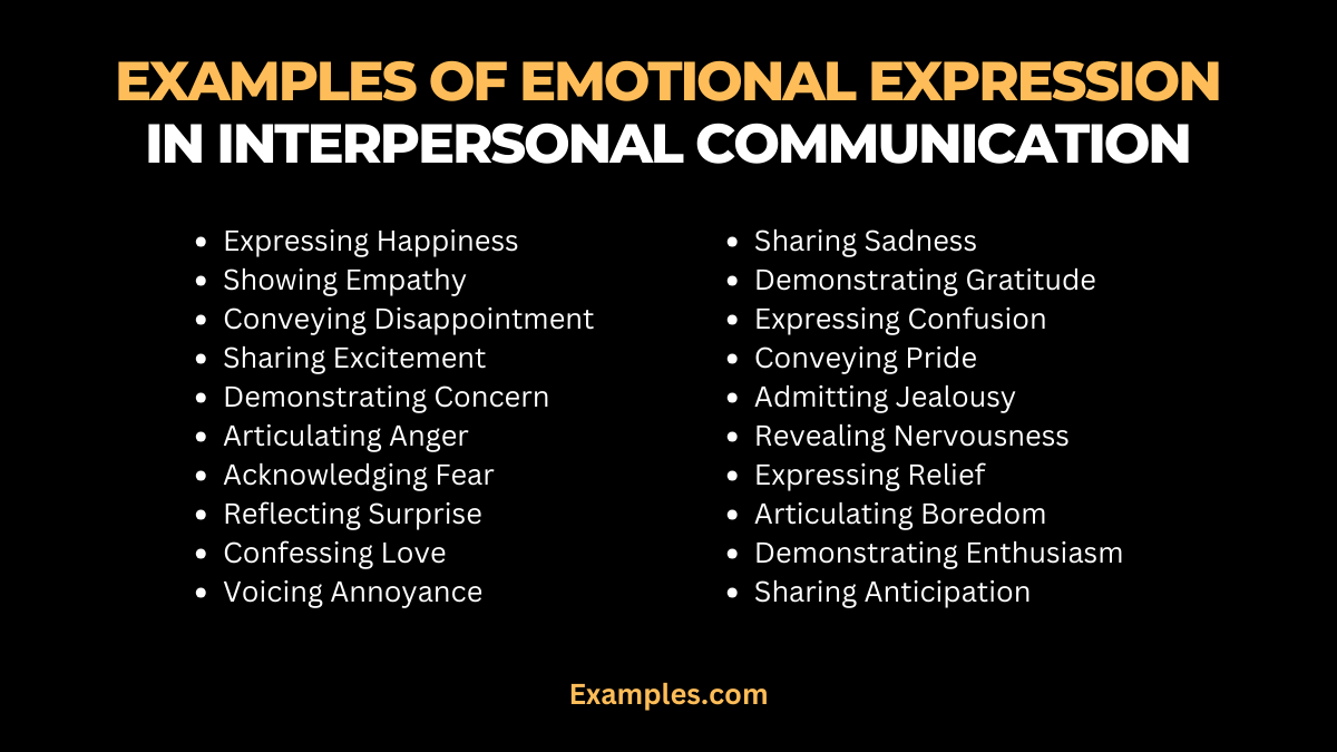 examples of emotional expression in interpersonal communication