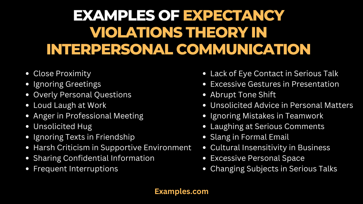 examples of expectancy violations theory in interpersonal communication