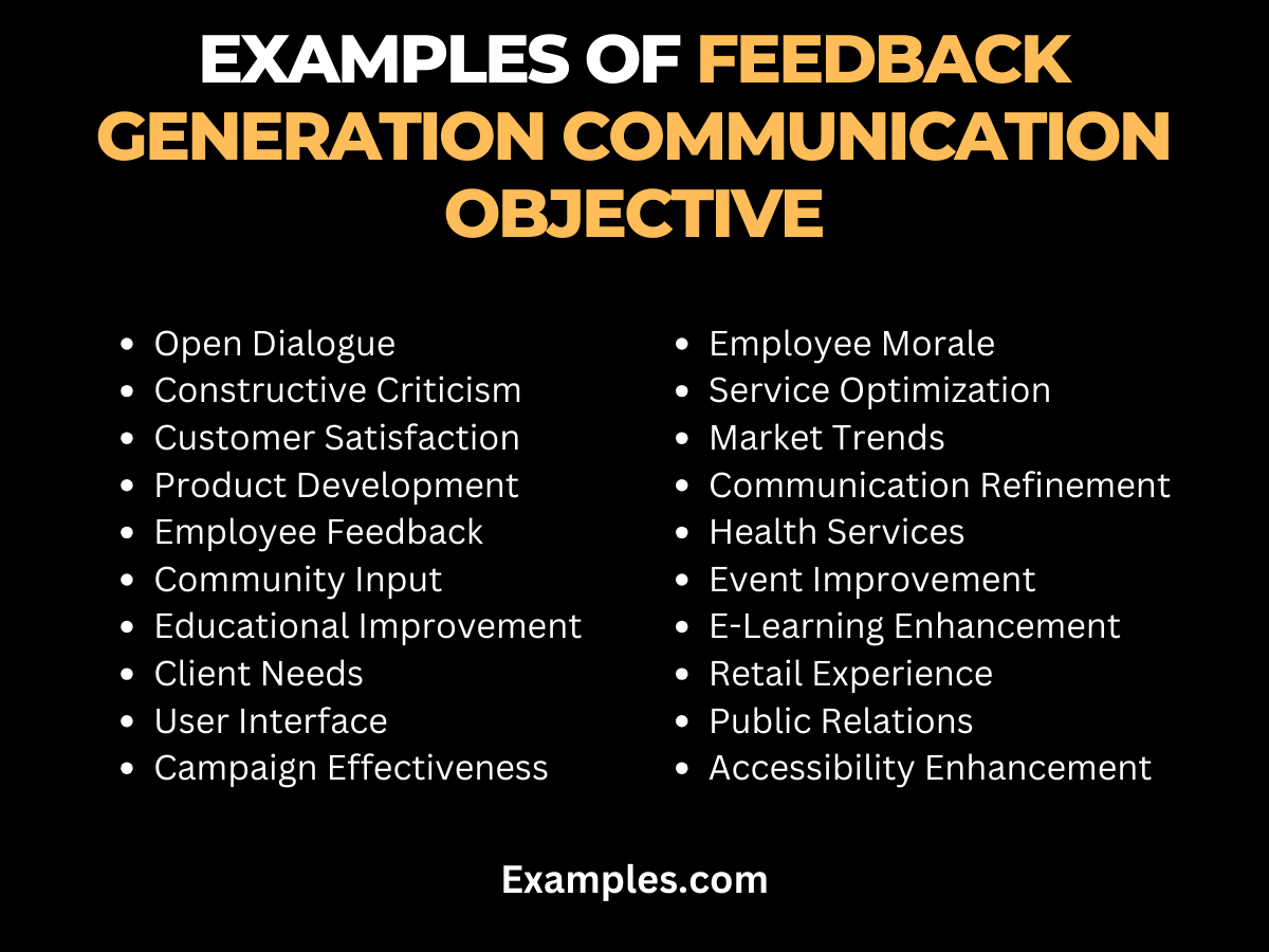 examples of feedback generation communication objective