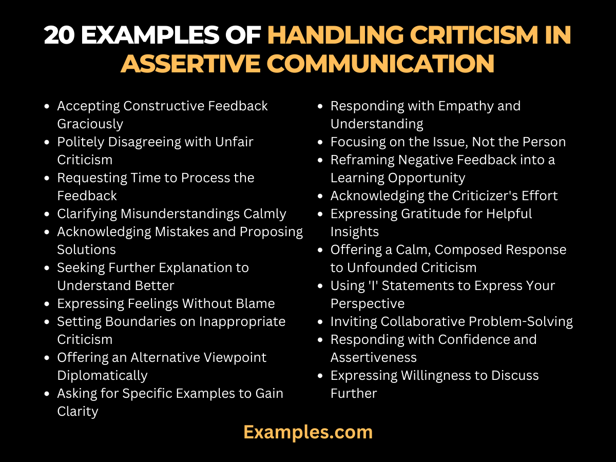 examples of handling criticism in assertive communication