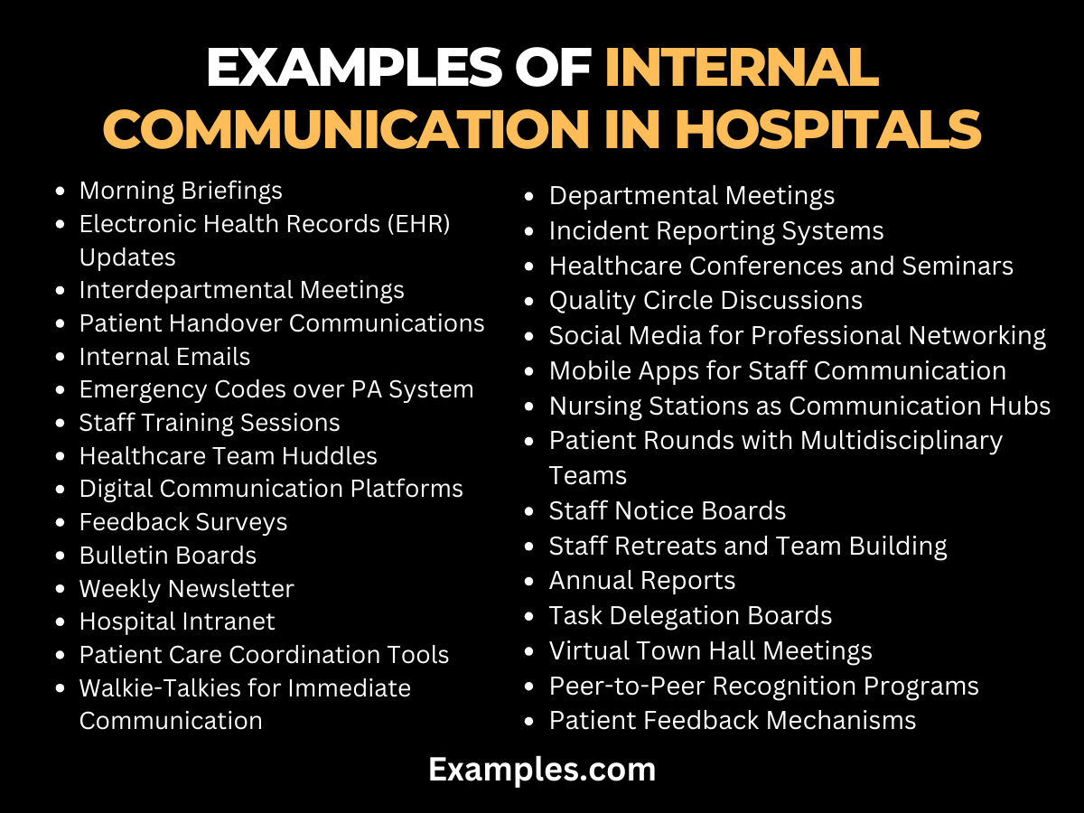 examples of internal communication in hospitals