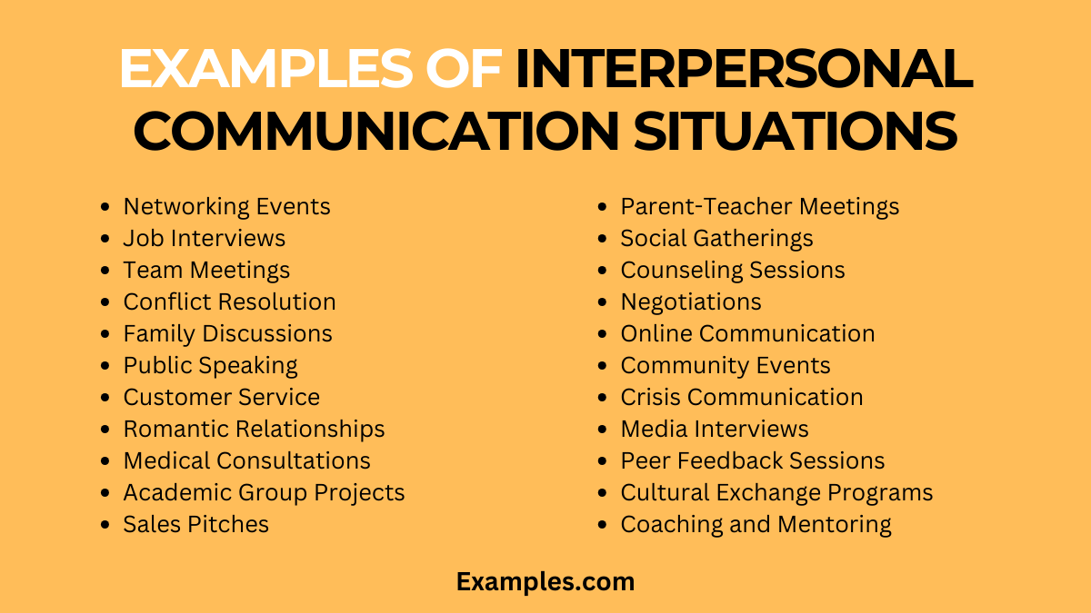 examples of interpersonal communication situations