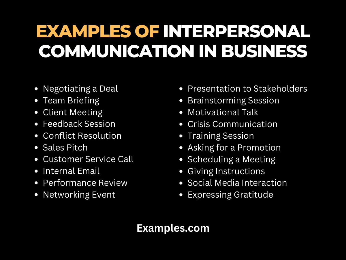 examples of interpersonal communication in business