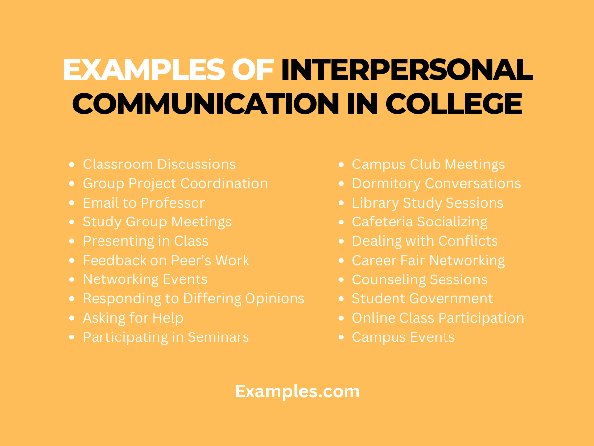 examples of interpersonal communication in college