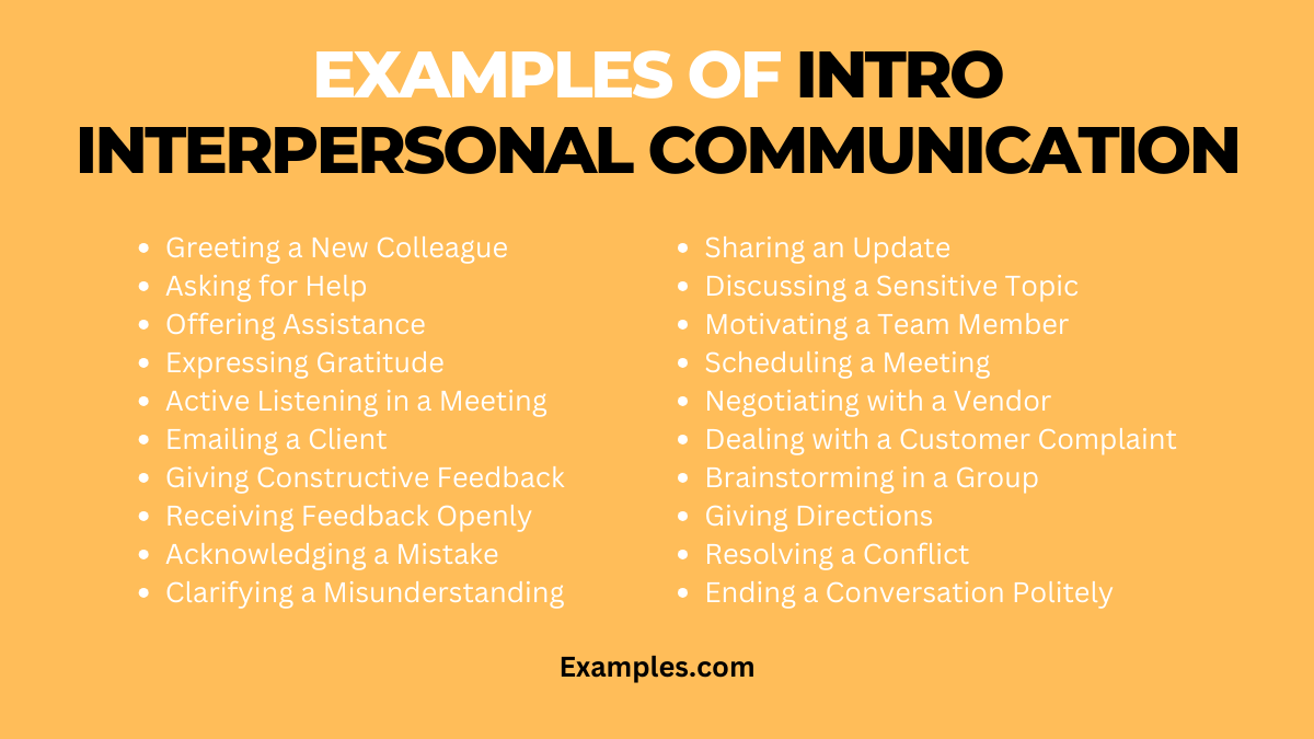 Examples of Intro Interpersonal Communications