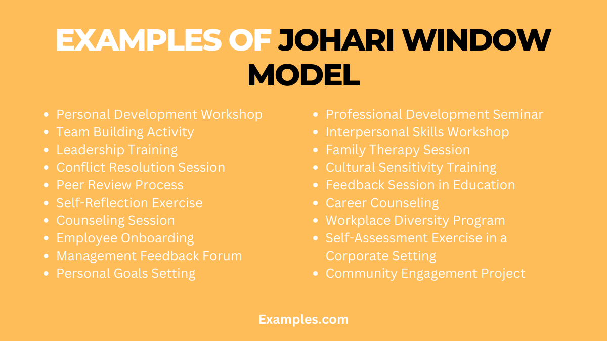 examples of johari window models