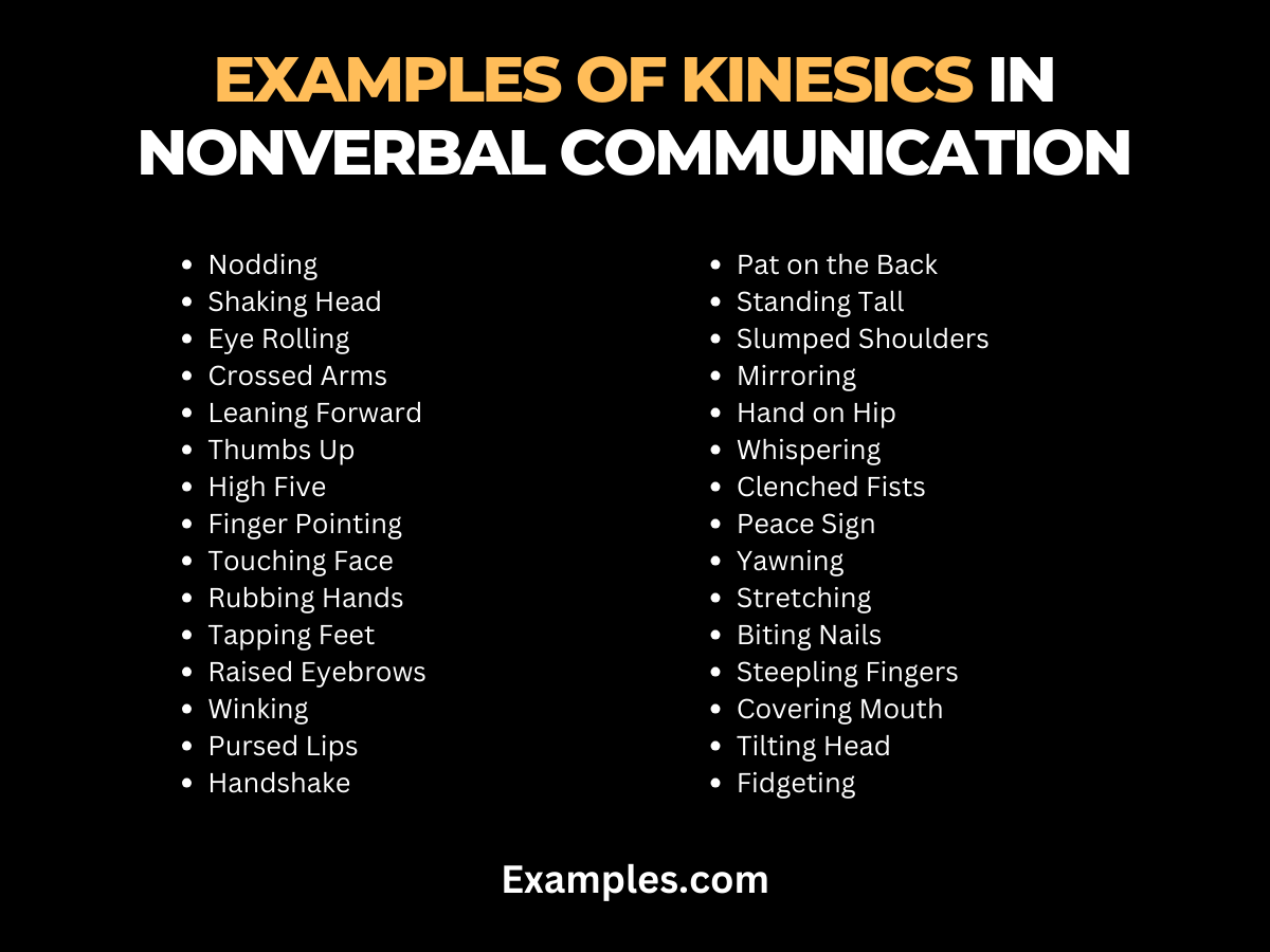 examples of kinesics in nonverbal communications