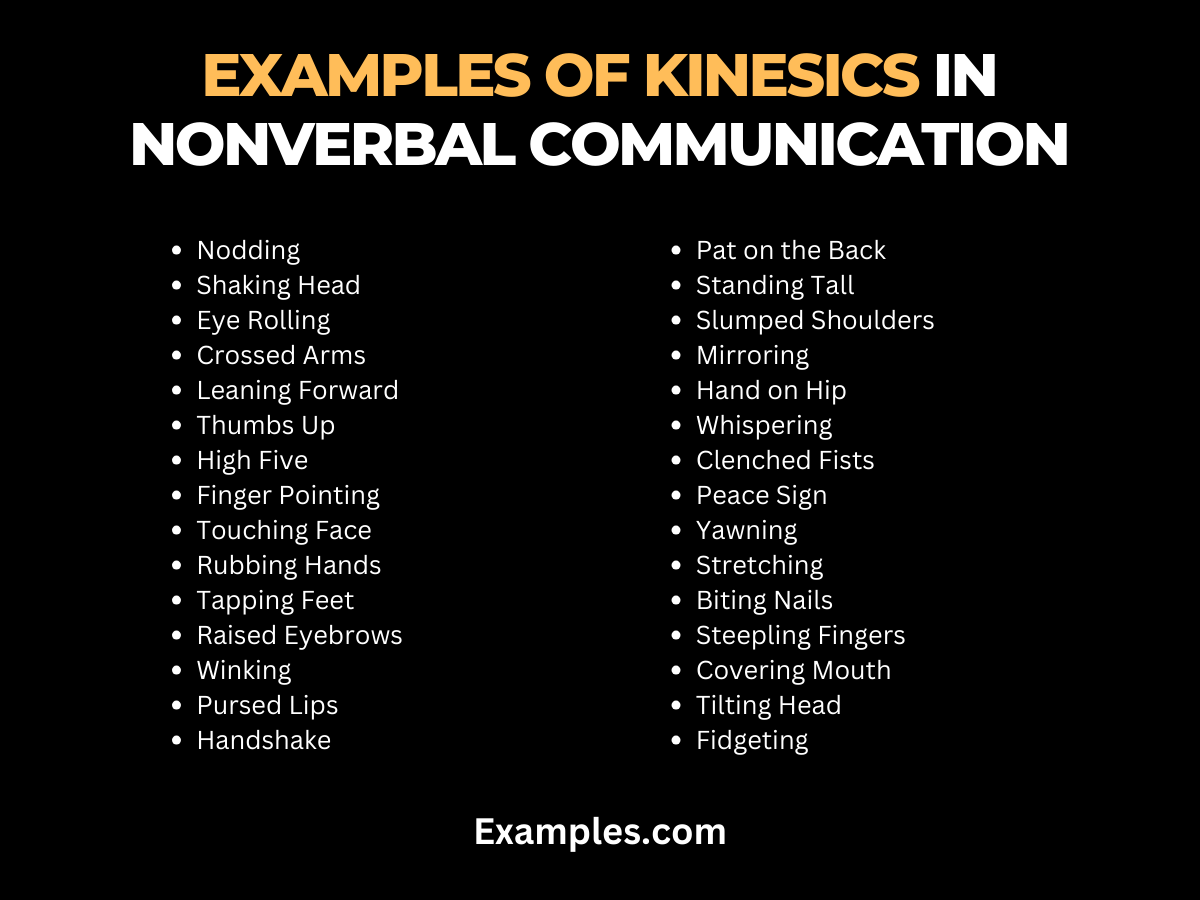 Examples of Kinesics in Nonverbal Communications