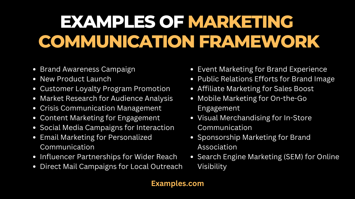 examples of marketing communication framework