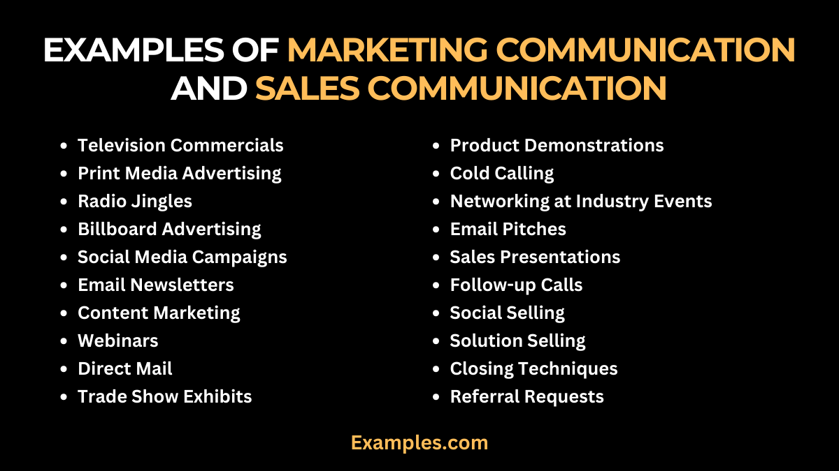 Examples of Marketing Communication and Sales Communication