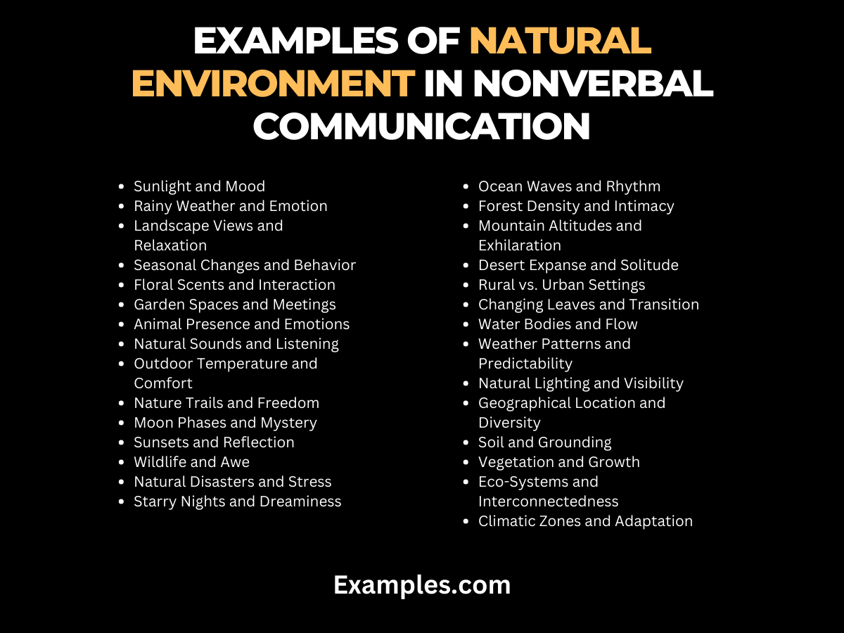 examples of natural environment in nonverbal communication