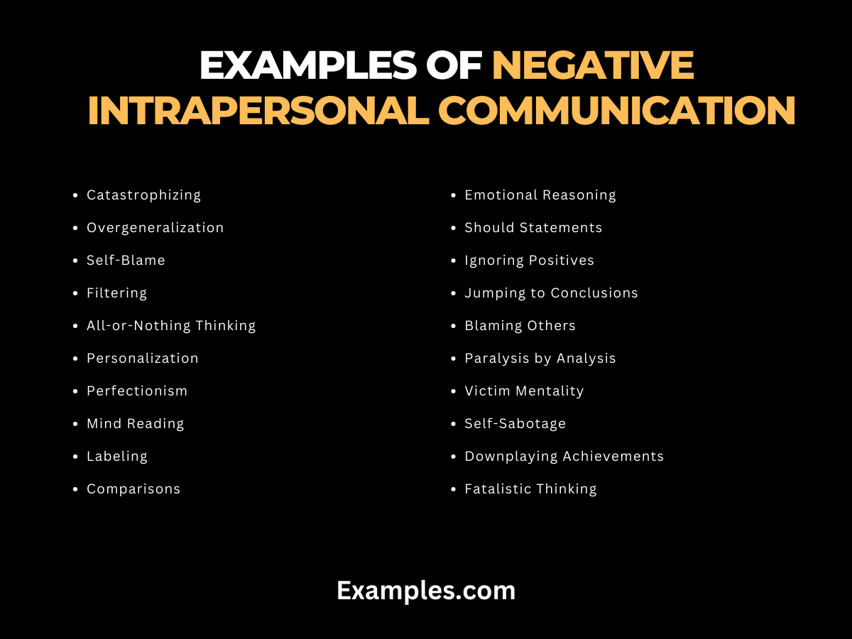 examples of negative intrapersonal communication