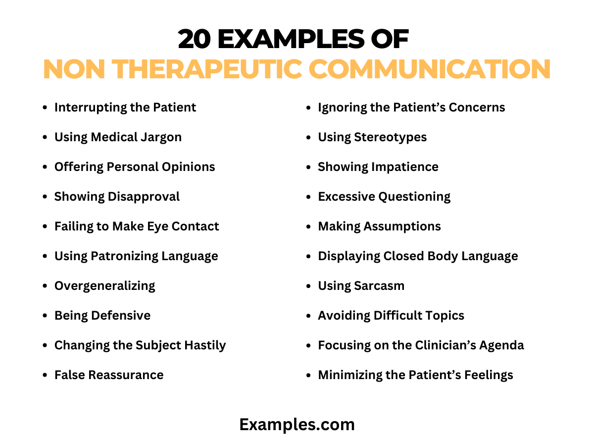 examples of non therapeutic communication
