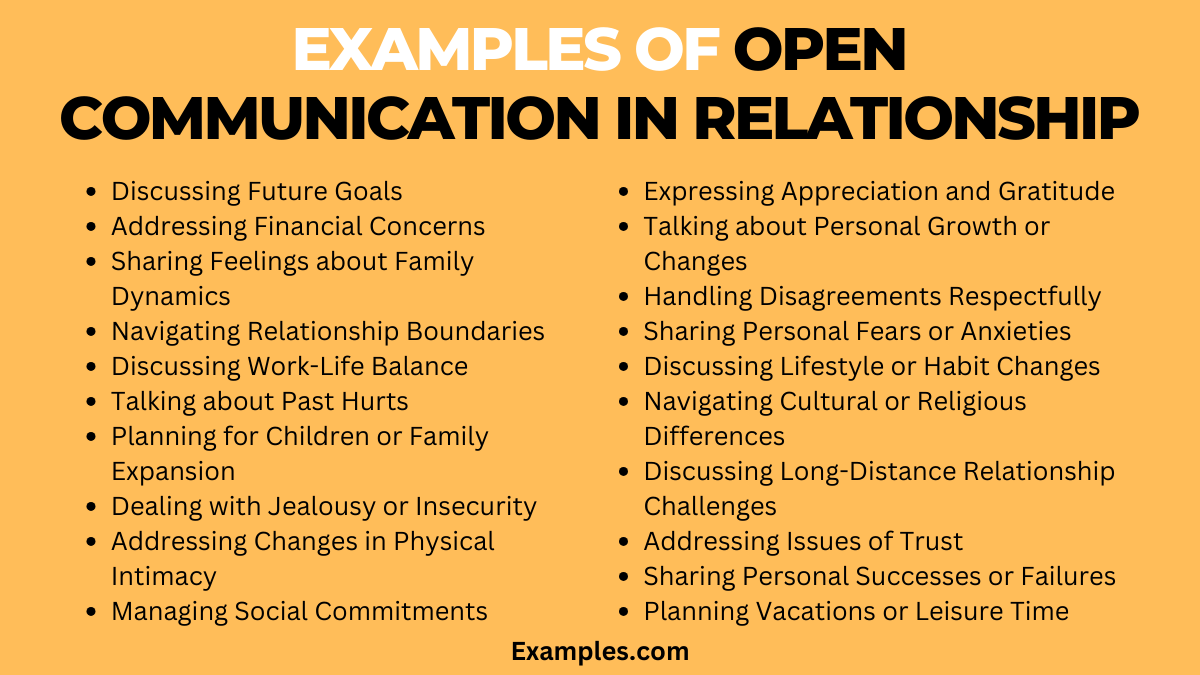 examples of open communication in relationship