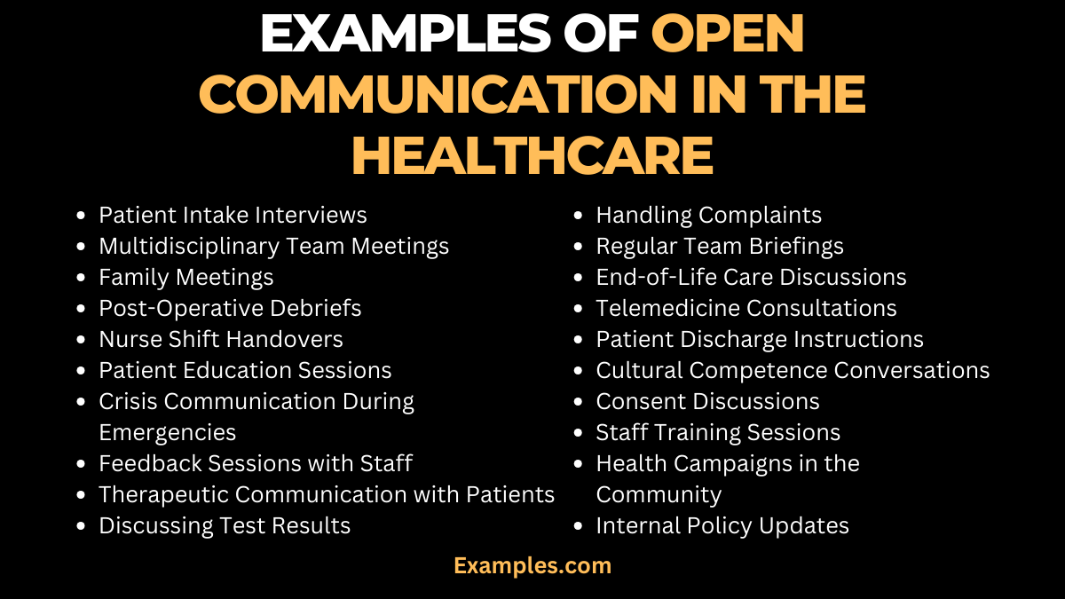 examples of open communication in the healthcare